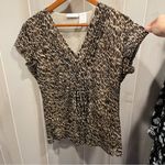 Worthington Cute Vintage y2k leopard mesh babydoll v-neck top flowy Photo 5