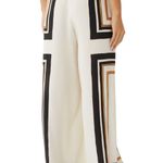 Zimmermann NWT Cream Black Draw Waist Silk Wide Leg Pants Trousers Size Small 1 Photo 3