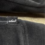 Chic Vintage Velour Long Sleeve Drawstring Hoodie with Zipper Front & Po… Black Size M Photo 13