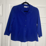 Habitat  Womens XS Blue Textured Art To Wear Top Button Collared Photo 0
