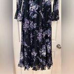 ASOS  Black Ruffle Trim Purple Floral Double Front Slit Maxi Dress sz 4 Photo 2
