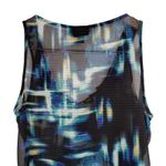 Apostrophe  M Black Blue Green Abstract Print Sleeveless‎ Ruffle Trim Tank Top Photo 4