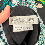 Kay Unger  Printed Ruched Mini Bodycon Dress XS Teal Black & White Y2K Baddie Photo 10