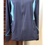Natori Womens Track Jacket Blue Color Block Long Sleeve Activewear Zipper M Photo 2