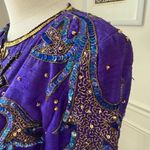 Vintage 80s Hudson’s Silk Purple Gold Bling Cropped Bolero Jacket S M Size M Photo 5