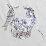 purple pastel green white floral bustier crop tank top Size XS Photo 0