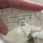 Final Touch  Cream Smocked Cropped Flowy Peplum Keyhole Tie Back Top Photo 3