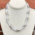 Faux Pearl Necklace with Barbed Wire Beads White Photo 0