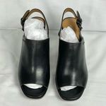 Coach  Brady Slingback Sandal Sz 6 Black Leather Peep Toe Shoes Neutral Photo 8