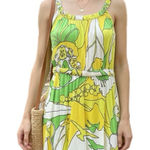 Tibi  NEW YORK 100% Silk Sleeveless Lime Floral Boho Summer Sun Dress Photo 0