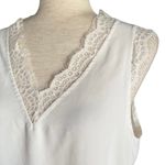 ROMANTIC HUT White Sleeveless Lace Trim Blouse Size Small V Neck Relaxed Fit Photo 1