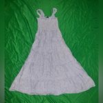 Quince 100% European Linen Smocked Midi Dress Navy Blue & White Fabric sz Small Photo 1