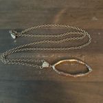 T Tahari Tahari long gold tone hammered oval pendant necklace Photo 2