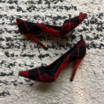 Alice + Olivia  Red & Black Plaid Pumps - Size 37.5 Photo 2