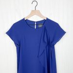 Adrianna Papell Gauzy Crepe Corkscrew Shift Drape Dress Blue Sapphire Size 4 Photo 4