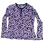 Anthropologie  Women’s Size M Navy Blue Pink Kiss Face Top Bottom Pajama PJ Set Photo 2