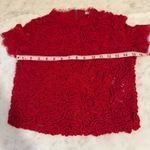 ZARA  Lace Textured Floral High Neck Cap Sleeve Blouse Top Red S Photo 4