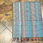 Women’s Multicolor Stripe Fringe Scarf Purple Photo 4