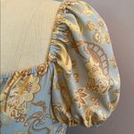 Dizzy Lizzy paisley empire waist A line midi dress tie front and puff sleeves L Blue Size L Photo 4