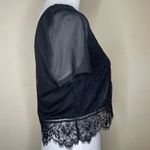 EXPRESS Women's Black Lace Sheer Crop Top with Zip up Back Sexy Flirty Medium Photo 3