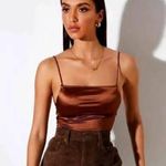 NWT  motelrocks ozka satin chocolate tie back bodice top xxs Photo 0