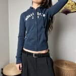 Hollister y2k vintage  navy blue embroidered spell out zip hoodie jacket Photo 1