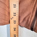 Odyn Tan Faux Suede Leather Bomber Jacket Fall Women’s L Bikercore Moto Classic Size L Photo 5