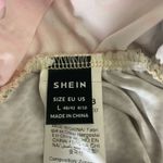 SheIn Pink Lace Trim Cami Top Leopard Floral Print Ruched Size L US 8/10 Photo 3