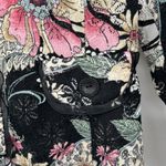 Niji of Waikiki Hawaiian Button Jacket M Art to Wear Floral Paisley Eyelets Black Size M Photo 4