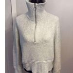 Jessica Simpson Large L Partial Zip Sweater Light Gray Waffle thick Photo 0