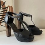 Brunello Cucinelli Black Leather Platform Block Heel Peep T-Strap Sandals 40.5 Photo 11