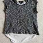 BCX  Black and White Asymmetrical Cap Sleeve T-Shirt in L Photo 0