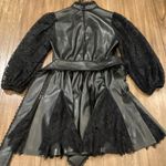Alice + Olivia Mina Faux Leather and lace long sleeve Mini Dress 0 Photo 8