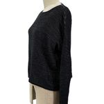 Eileen Fisher  Silk Linen Organic Cotton Sweater Black Stitched Medium Petite Photo 4