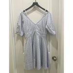 Derek Lam  10 CROSBY White Blue Striped Embroidered Pin Dots V-Neck Dress 6 Photo 1