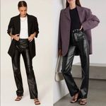 ANINE BING  Kat black high waist straight leg button fly vegan leather pants 2 Photo 11