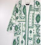 ZARA  Womens Dress Green Midi Shift Embroidered Aztec Shirtdress Boho Medium Photo 5