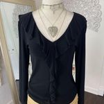 Early 2000's Whimsygoth Black Soft Ruffle Frilly Long sleeve Blouse Top S Size undefined Photo 5
