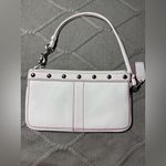 Coach RARE VTG  Heart Suede Multi Color White Pink Heart Wristlet Clutch Hippie Photo 3