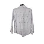 AQUA  Women's White Button-Down Shirt with Blue Heart Embroidery - Size‎ M Photo 6