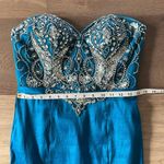 Milano Formals  Teal Beaded Mermaid Formal Dress Size 8 Photo 4