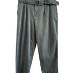 A New Day Straight Leg Belted Trouser Pant Pockets High Rise Green Denim Size 6 Photo 0