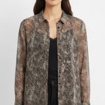 The Kooples Leopard Print Button Down Shirt Size S Brown Cotton Silk Clean Girl Photo 0