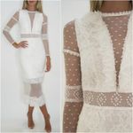 Alexis  Elize‎ White Lace Midi Dress Long Sleeve Size Medium Bridal Photo 7