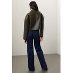 Nanushka Jacket Womens Small Holleen Solid Green Faux Leather Collared Photo 3