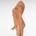 Free People  Dylan Peach Floral  Henley Bodysuit Size Medium Bohemian Beach Photo 3