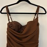 Oh Polly  Lunara Draped Corset Mini Dress in Chocolate Brown Size 2 NWT Photo 3