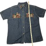 Cabin creek Vintage Denim Shirt Embroidered Teddy Bears Book Shelf Western Sz PS Photo 8