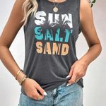 SheIn Sea Salt Sand Tropical & Letter Graphic Tank Top Medium Photo 0