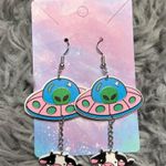 Alien earrings spaceship cow black white blue pink green Multiple Photo 0